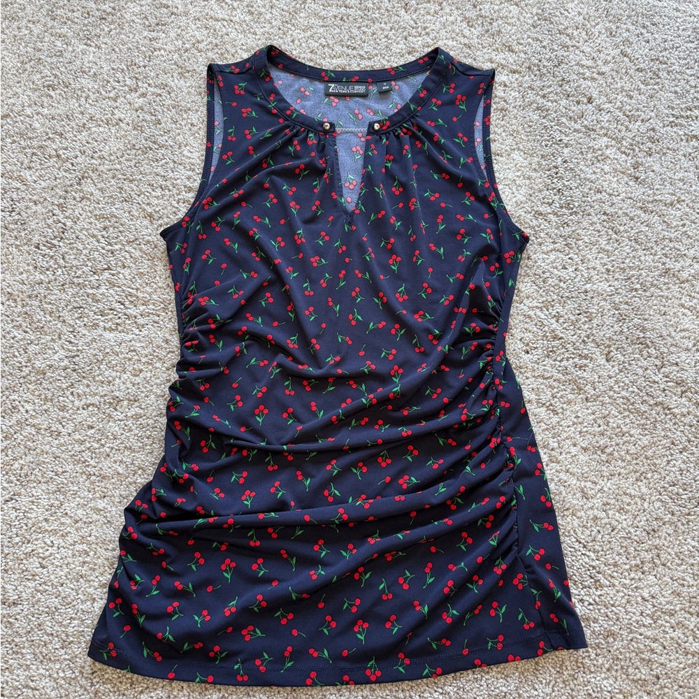New York and Company 7th Avenue Blue and Red Sleeveless Top